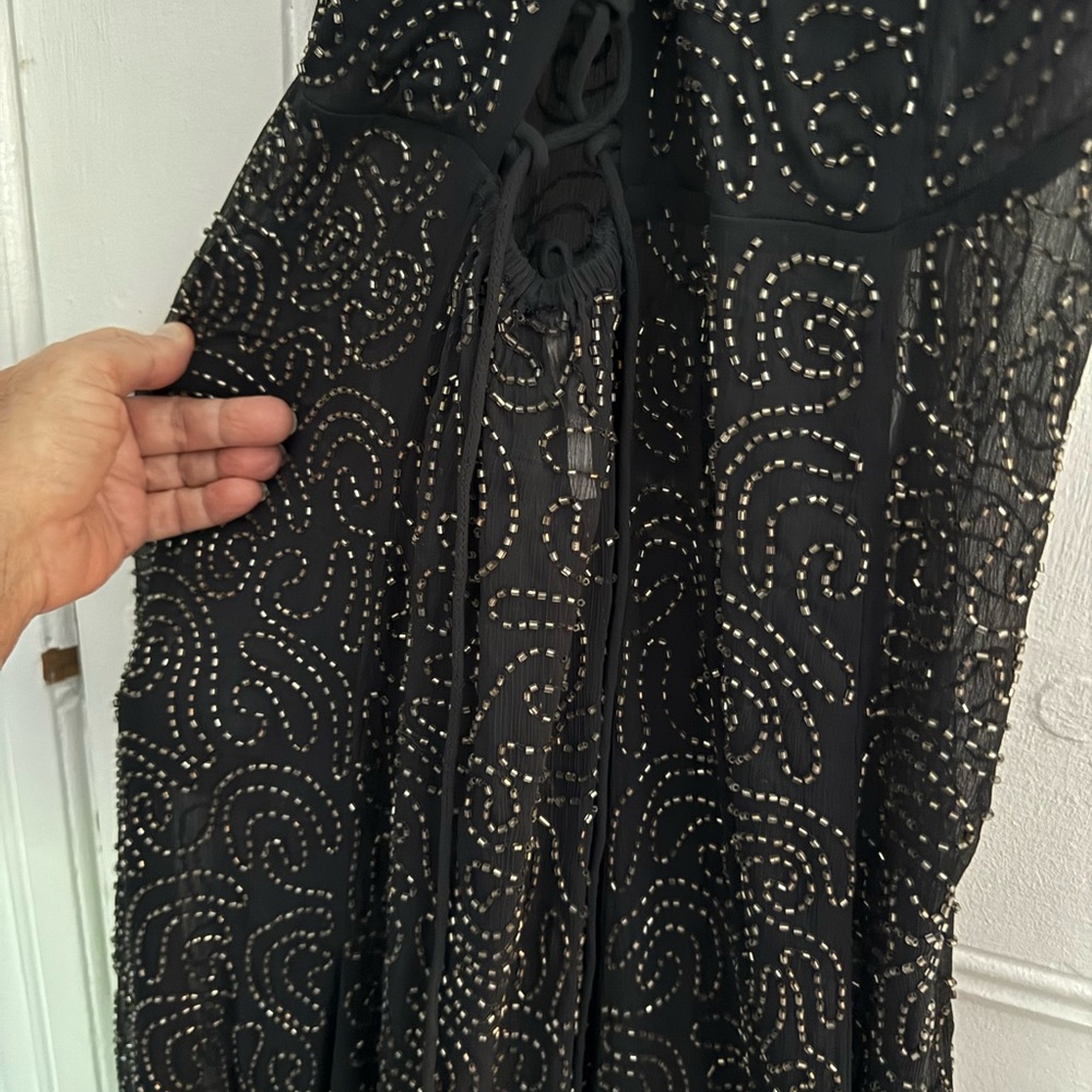 Free People Black Beaded Maxi Slip Dress XS - Picture 9 of 10